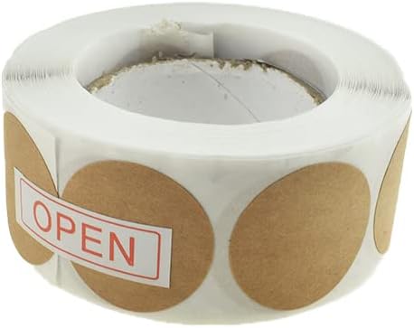 HAHIYO 1-Inch 500Pcs Natural Brown Kraft Round Label Roll - Blank Adhesive Sticker to Write On for Jar, Canning, Price Tag, Store Organizing