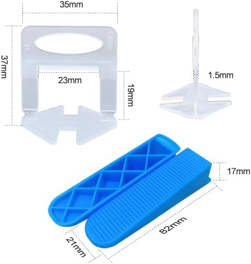 Tile Leveling System 1/16”Kit 1400pcs Tile Leveler Spacers Clips +320pcs Reusable Wedges Tile Leveler Tool Set for Tile & Stone Installation（1720）
