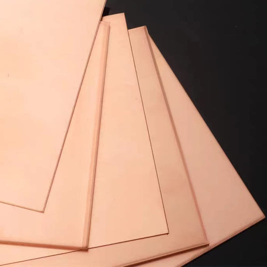 4 Pcs 99.9% Pure Copper Sheet, 10" x 2.5", 20 Gauge(0.8mm) Thickness, Double Sided Film Attached Copper Sheets Metal Plates for Crafting, Modelers, Jewelry, Repairs, Electrical