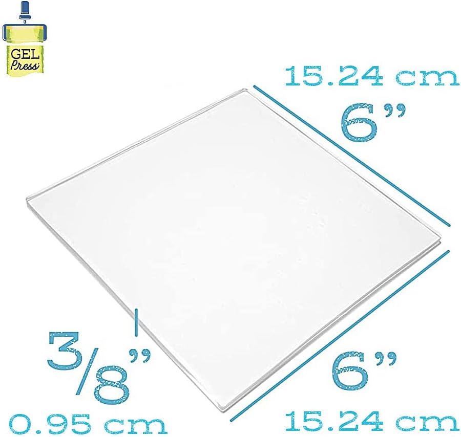 Gel Press Monoprinting Print Plate - 6” X 6” Gel Plate - Printmaking Supplies - Reusable Gel Printing Plate for Press Art for Card Making, Scrapbooking, Journaling, Arts and Crafts, Home Decor