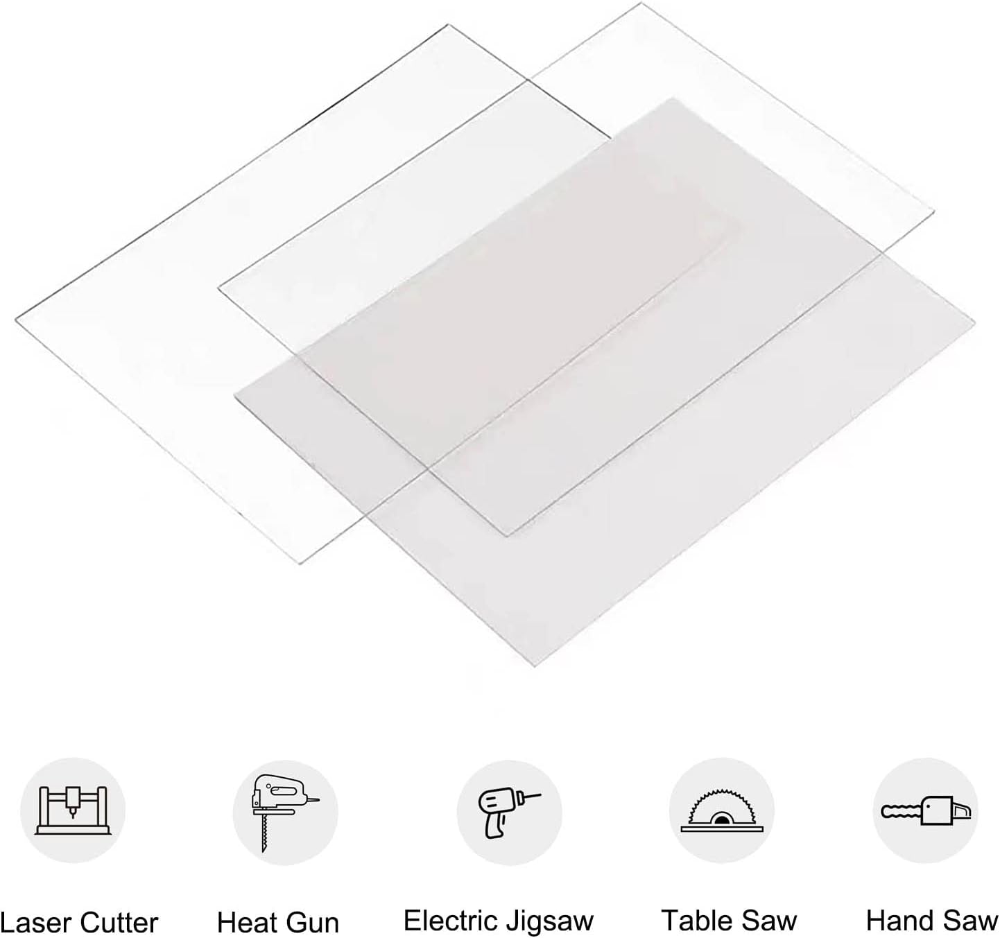 5 Pack 12x12x.02” Clear Plastic Sheet, Plexiglass Craft Plastic Sheets PET Flexible Lightweight Clear Plastic Sheets for DIY Craft Projects, Picture Frames(5, 12” x 12”x 0.02”)