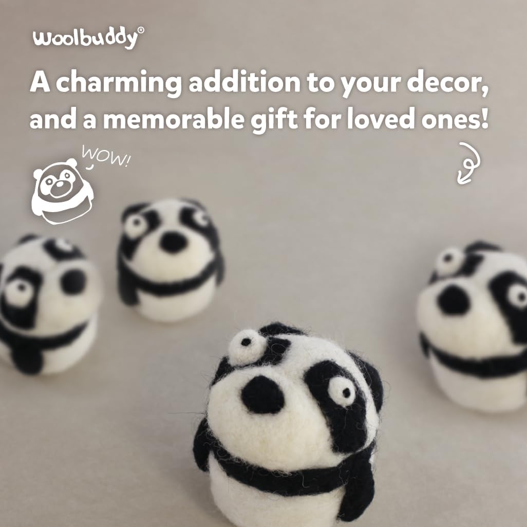 Woolbuddy Needle Felting Kit for Beginners & Adults – Panda DIY Felt Animal Starter Kit with Natural Wool Roving, Felting Needles & Step-by-Step Instructions
