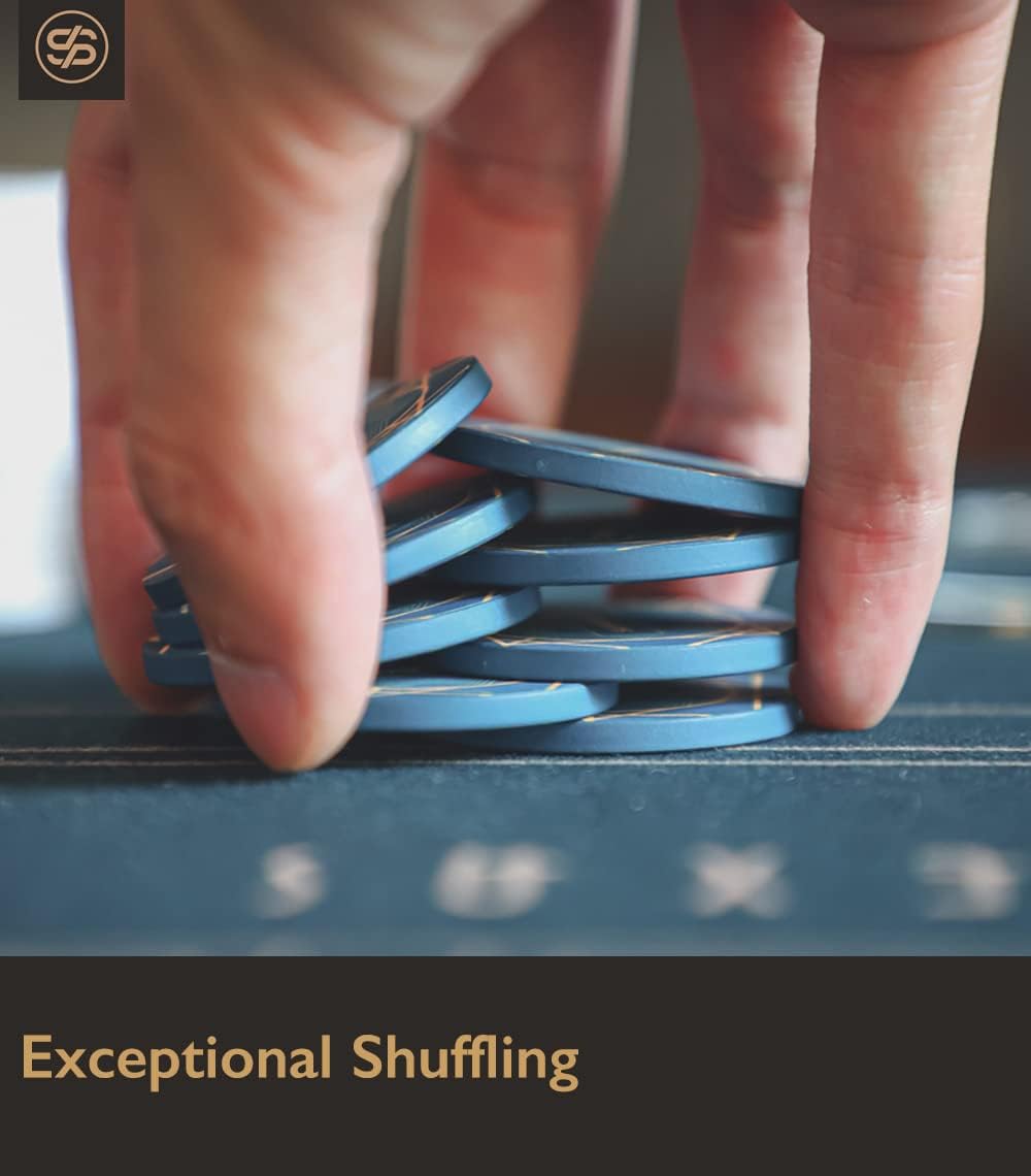 SLOWPLAY Nash Ceramic Poker Chips in Bulk, Casino Grade Ceramic 12-Gram Poker Chip for Texas Hold'em, 43mm Professional Chips Pack of 50 (Blue)