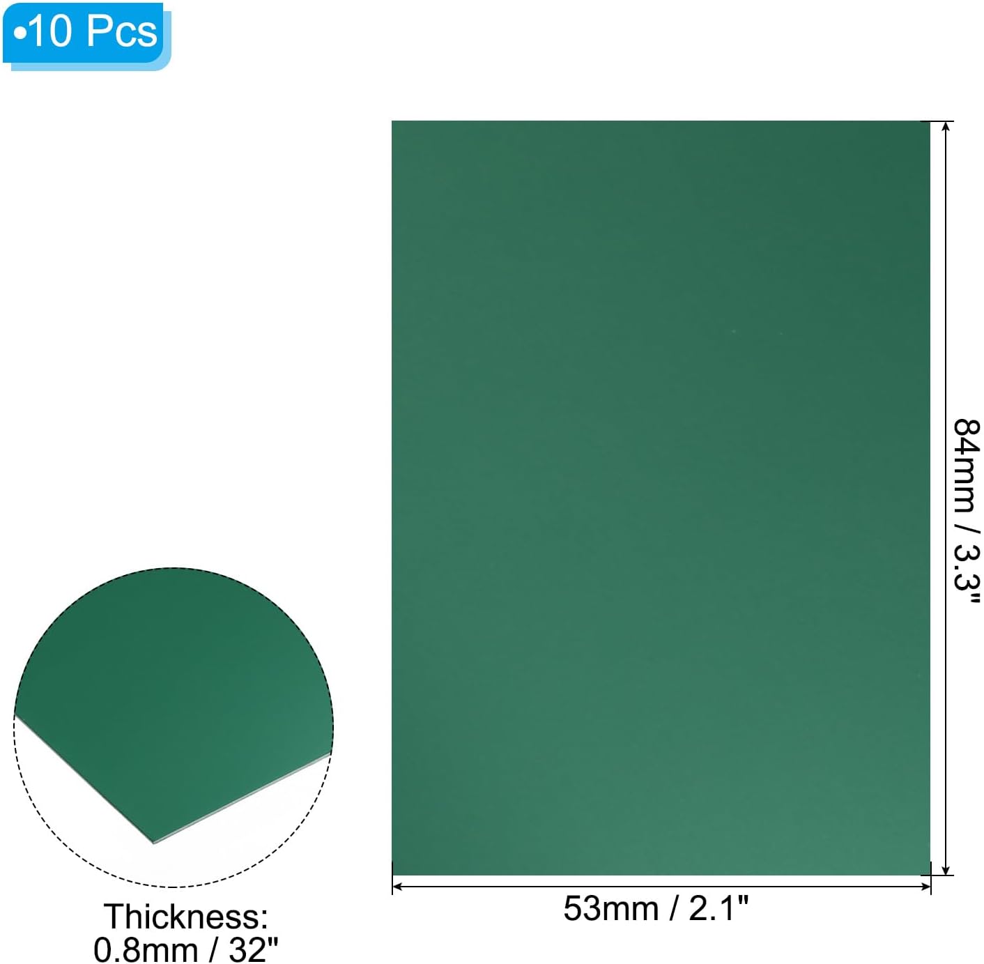 PATIKIL 3.3x2.1x1/32inch Anodized Aluminum Sheet, 10Pcs Metal Rectangle Aluminum Plate 0.8mm Thick Engraving Blanks for Laser Engraving DIY Decorative Crafting Home Decoration, Green