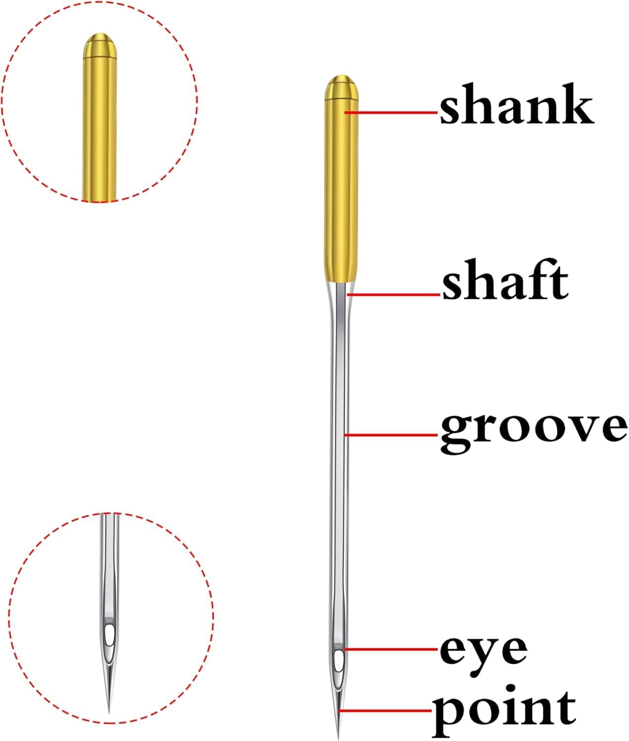 HONEYSEW 60 Pieces Sewing Machine Needles Universal Regular Point Machine Needles for Home Sewing Machine Compatible with Singer, Brother and Old Sewing Machine (Red, Size 16-60PCS)