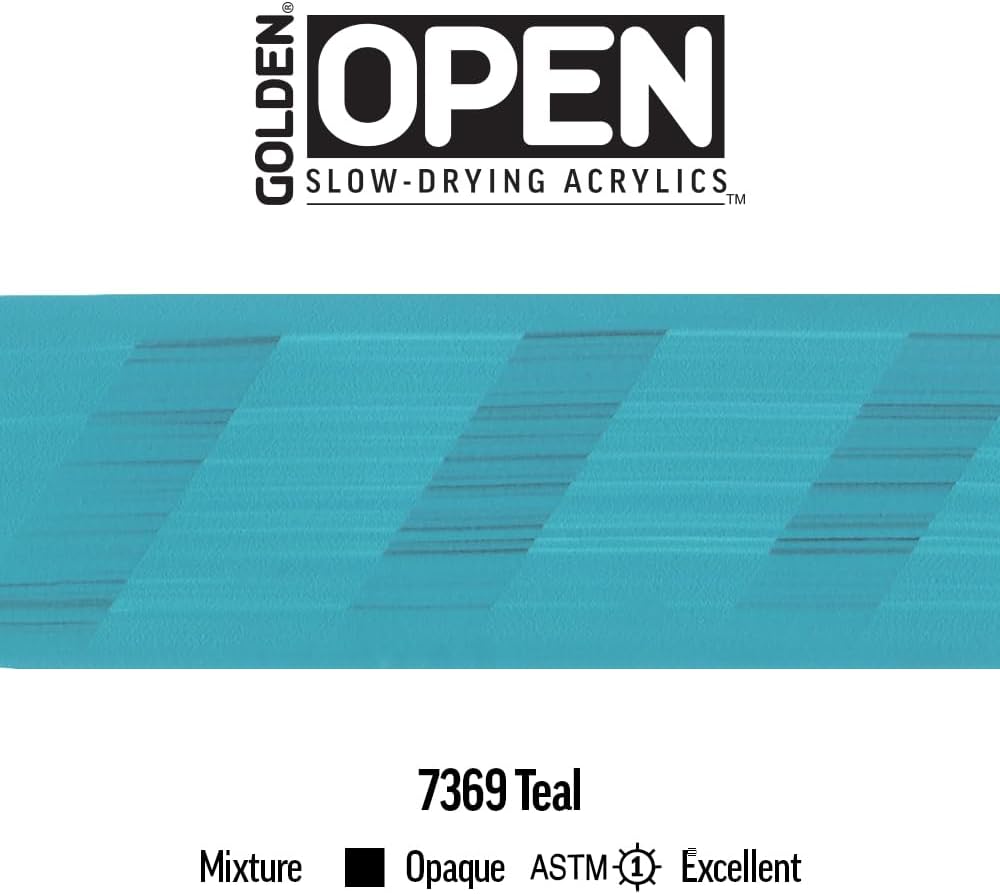 OPEN Slow-Drying Acrylics by GOLDEN, Teal, 5 fl oz. tube, Professional Acrylic Paint, Opaque