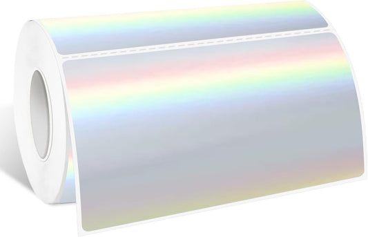 2" x 4" Holographic Thermal Label Stickers,Printable Rainbow Glitter Thermal Printer Sticker Labels for Gift Wrapping, Self-Adhesive Name Price Tag DIY Custom Logo Design (250 pcs)