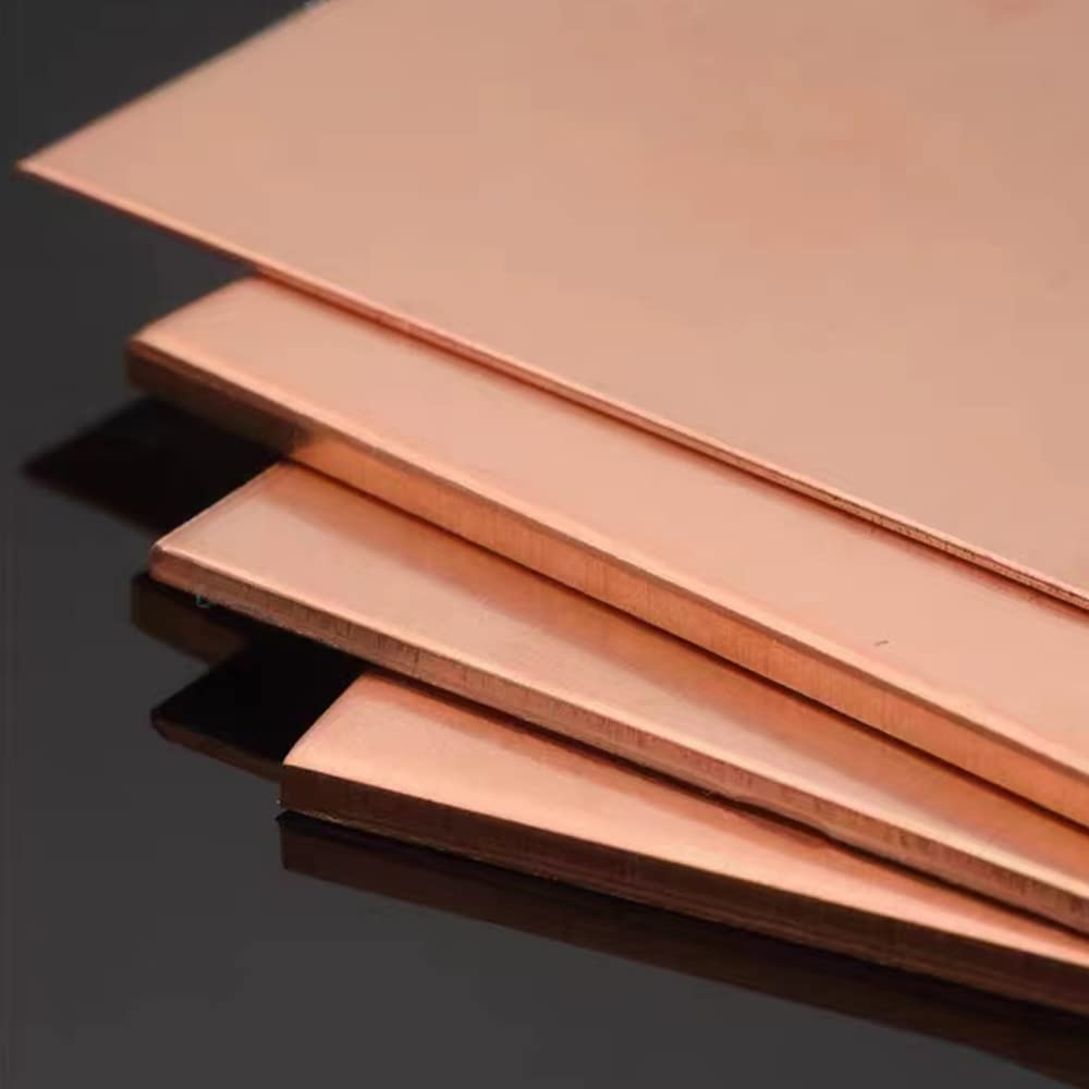 4 Pcs 99.9% Pure Copper Sheet, 4" x 4", 24 Gauge(0.5mm) Thickness, Double Sided Film Attached Copper Sheets Metal Plates for Crafting, Modelers, Jewelry, Repairs, Electrical