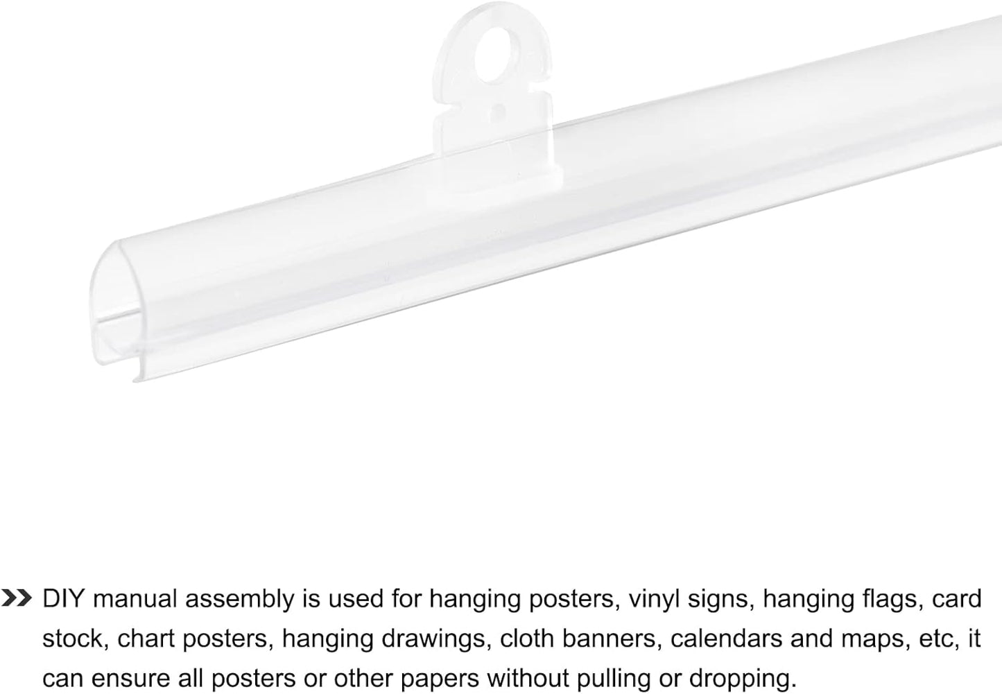 MECCANIXITY PVC Poster Hanger Rail Poster Strip Bar 25cm/10inch Clear with Clips for Poster, Map, 4 Set