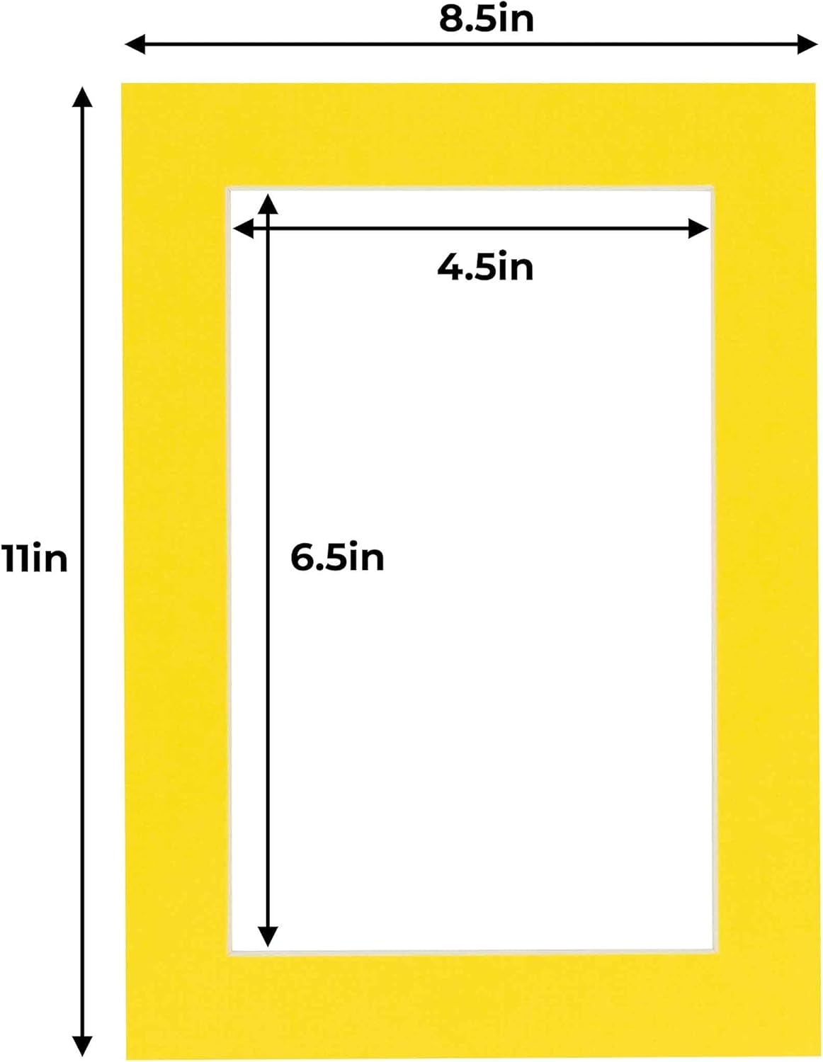 5x7 Mat for 8.5x11 Frame - Precut Mat Board Acid-Free Show Kit with Backing Board, and Clear Bags Yellow 5x7 Photo Matte Made to Fit a 8.5x11 Picture Frame Matboard for Framing, Pack of 10 Mats