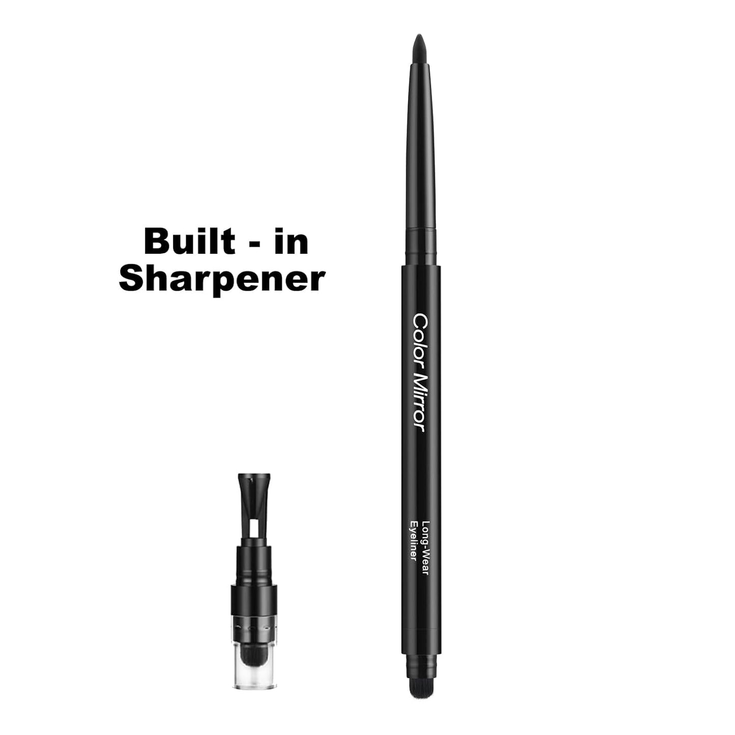 Smudge Proof Eyeliner, Waterproof Retractable Eye liner with Brush, Matte and Shimmer Eyeliner Pencil, Creamy Texture, Long lasting & Smooth(01 Black Matte)