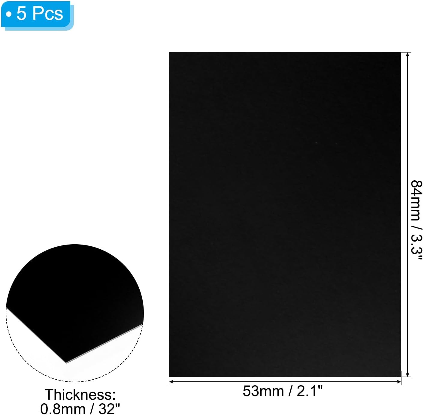 PATIKIL 3.3x2.1x1/32inch Anodized Aluminum Sheet, 5Pcs Metal Rectangle Aluminum Plate 0.8mm Thick Engraving Blanks for Laser Engraving DIY Decorative Crafting Home Decoration, Black