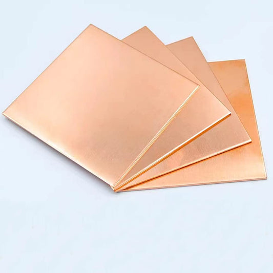 4 Pcs 99.9% Pure Copper Sheet, 4" x 4", 24 Gauge(0.5mm) Thickness, Double Sided Film Attached Copper Sheets Metal Plates for Crafting, Modelers, Jewelry, Repairs, Electrical