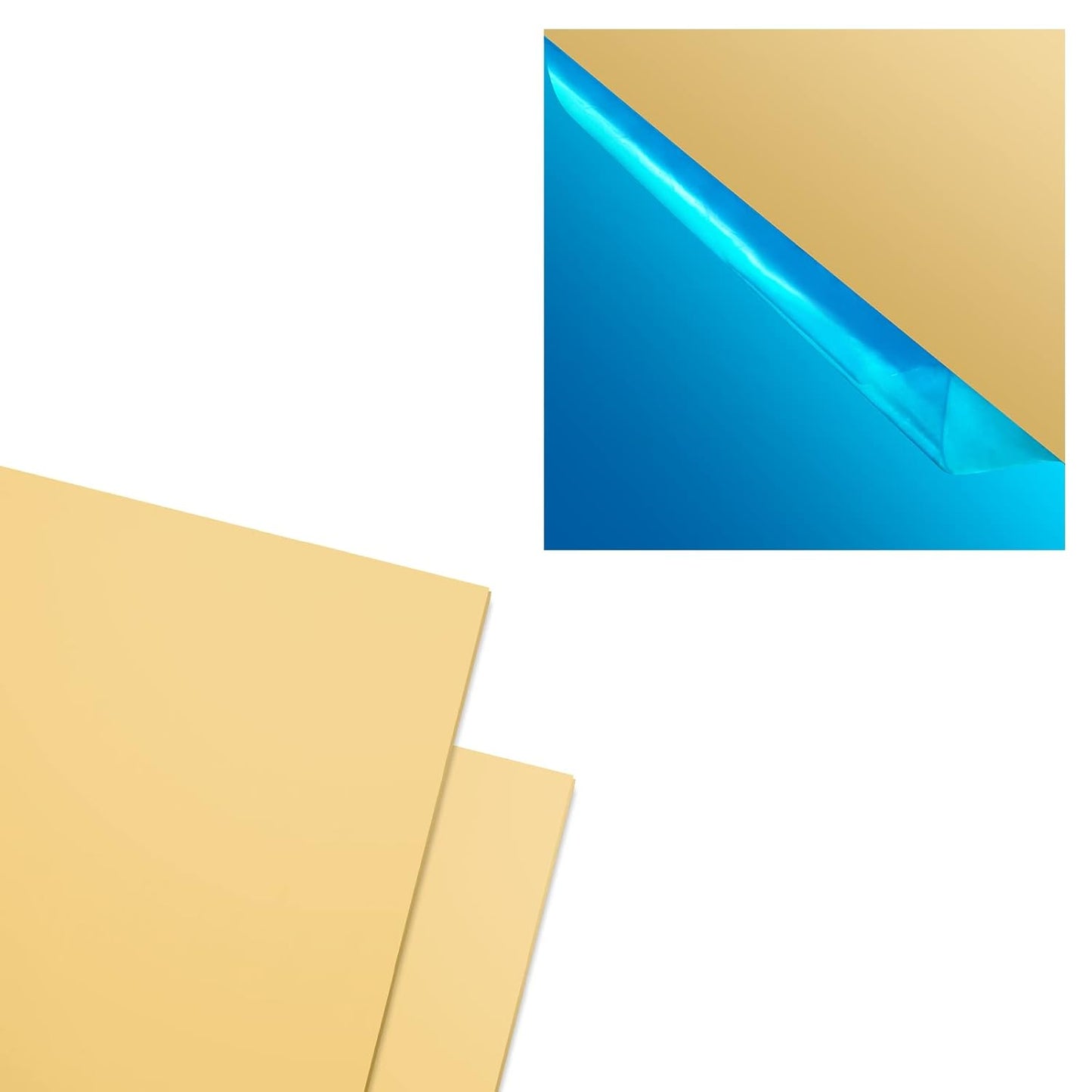 2 Pcs Brass Sheet, 6" x 6", 18 Gauge(1mm) Thickness, No Scratches, Film Attached Brass Plates