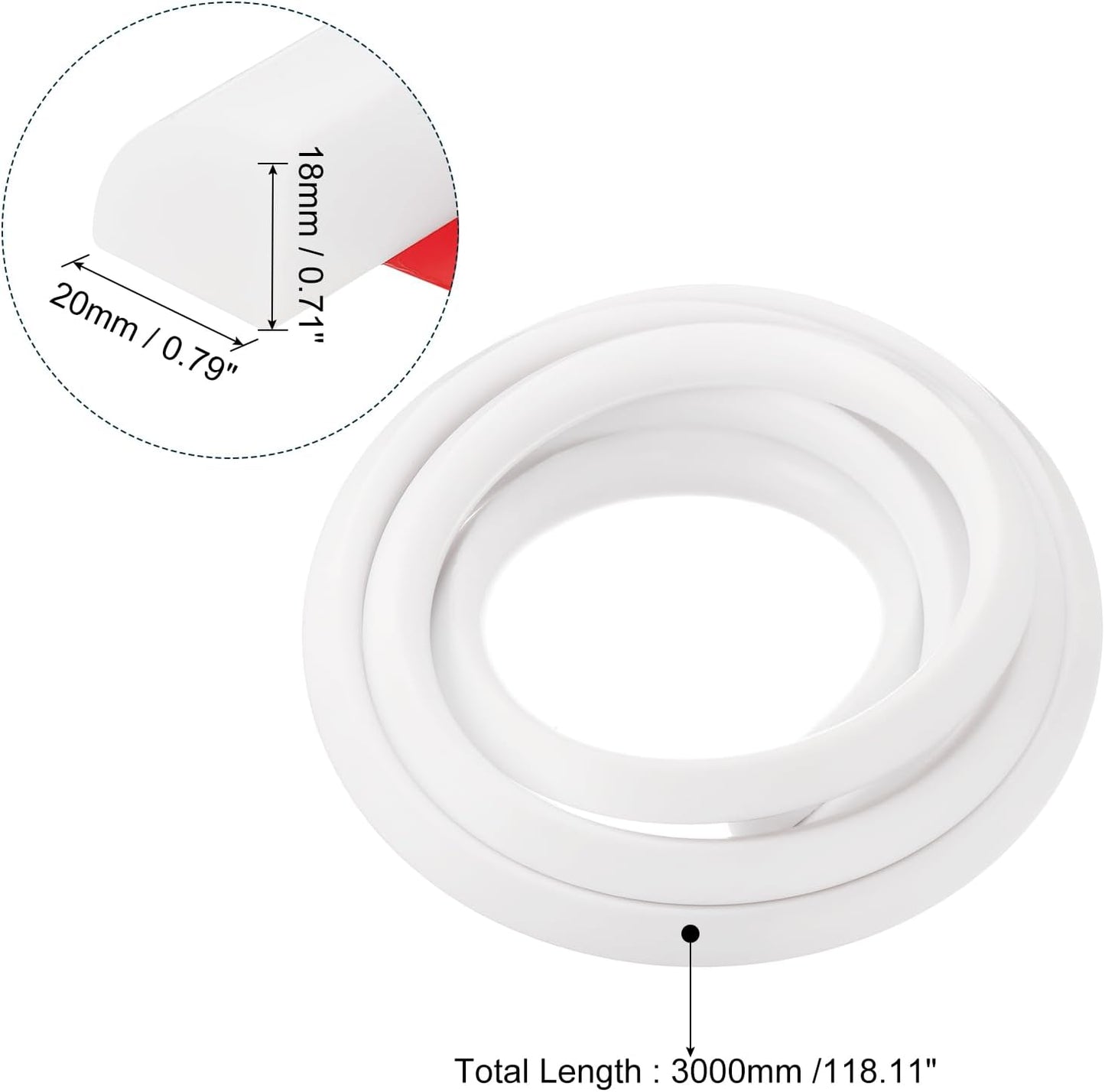 uxcell Flexible Molding Trim, 118 Inch Flexible Quarter Round Molding Silicone Peel and Stick Trim Self Adhesive Shower Water Barrier for Corner Decor Bathroom Kitchen, White