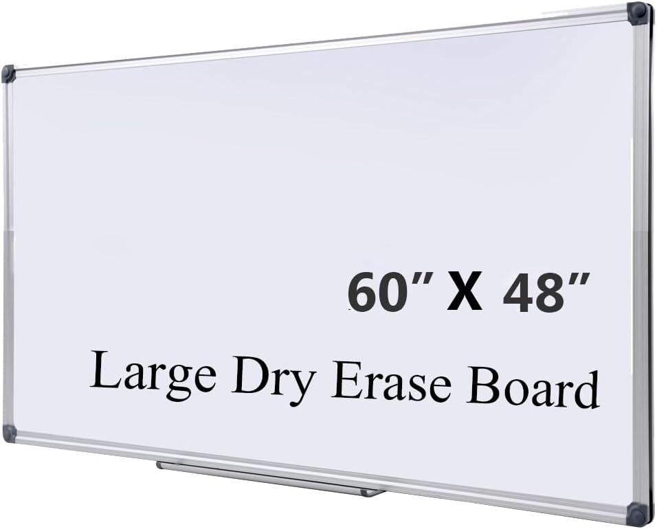 Premium 60"x 48" Magnetic Dry Erase Board with Aluminum Frame | Versatile Wall-Mounted Large Whiteboard with Pen Tray for Enhanced Office and Classroom Presentations & Collaborations