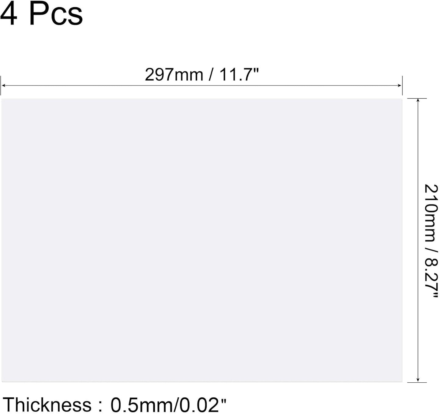 uxcell 4Pcs A4 Gel Light Lighting Filter Overlay Transparent Color Correction Plastic Vinyl PVC Sheets Photography Television Clear,0.3mm