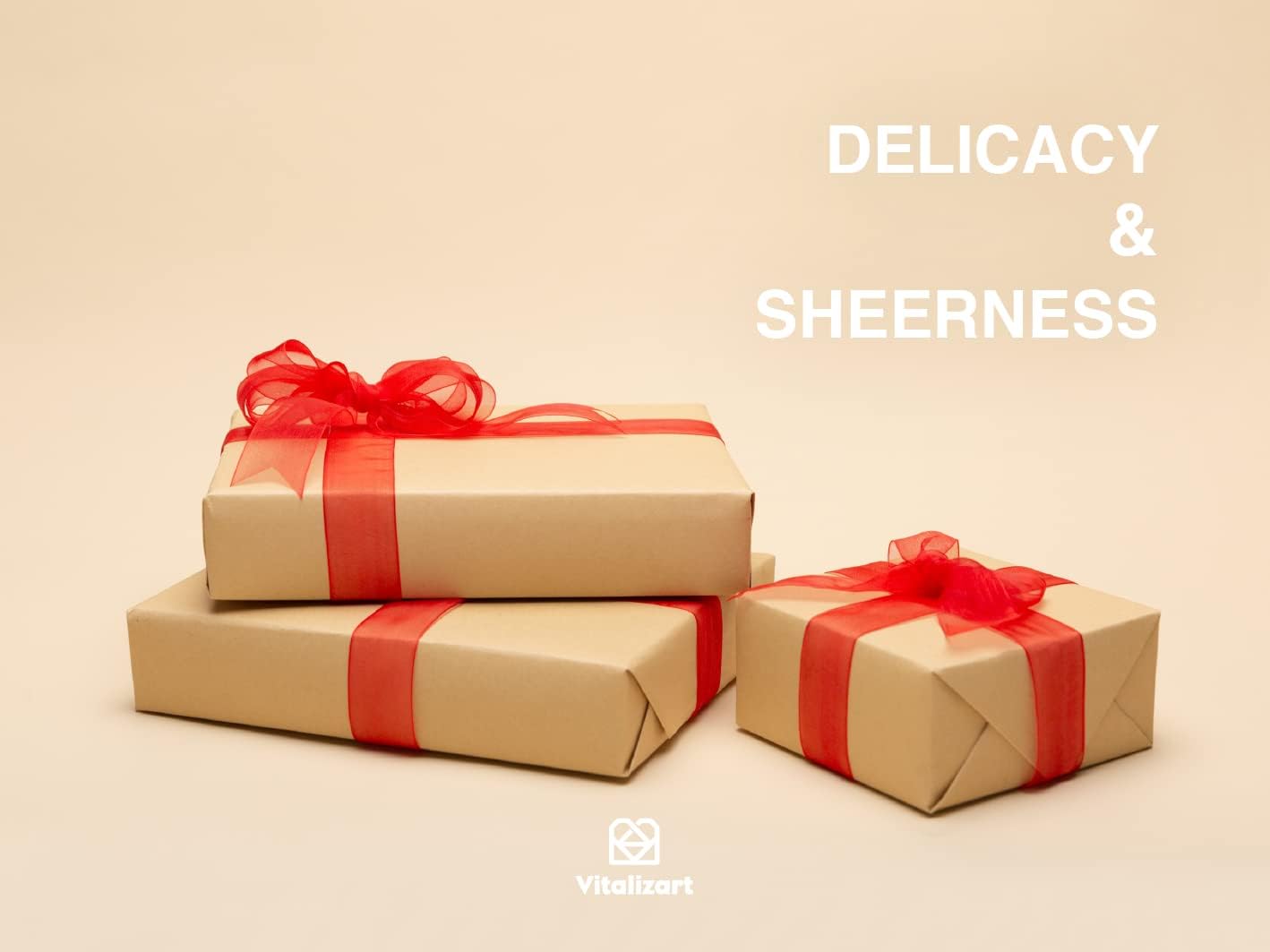 Vitalizart Red Organza Ribbon for Gift Wrapping 1 inch x 30 Yd Extra Density Sheer Fabric Christmas Card Supplies Crafts Bows Tree Decor Wedding Wreaths Wrap 3 Rolls x 10 Yd