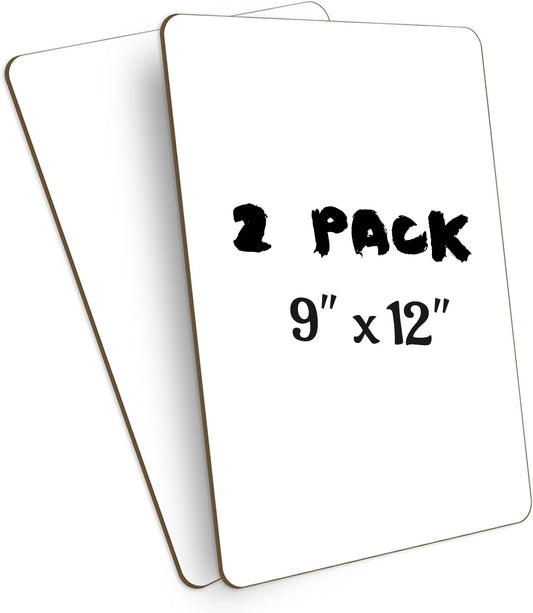 White Board Dry Erase Boards Classroom Pack Mini White Boards 9" x12” Double Sided Personal Whiteboards for Students Teachers School Supplies Lapboards (Set of 2 Boards & Erasers &Pens)