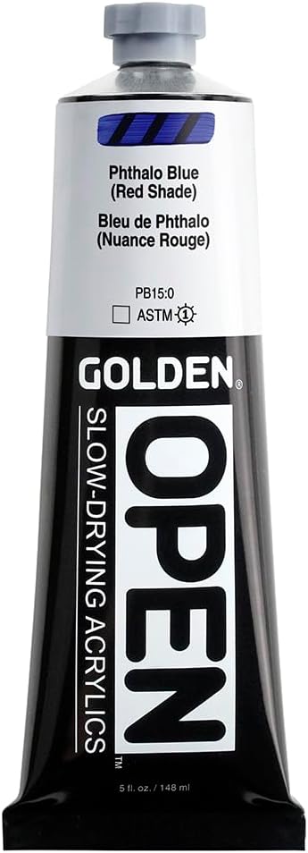 OPEN Slow-Drying Acrylics by GOLDEN, Phthalo Blue/R.S., 5 fl oz. tube, Professional Acrylic Paint, Transparent