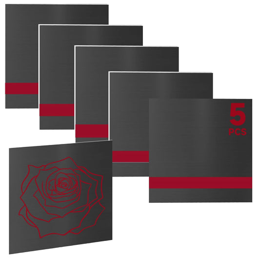 5PCS Laser Engraving Double Color ABS Plastic Sheet,Two-Tone Laserable Engraving Plastic Sheets for Name Badge,Office Label,Laser Artistic Product,Size 11.73" x 11.73",Brushed Black/Red