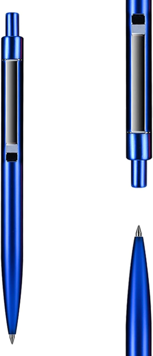 DUNBONG Blue Metal Gel Pen, Gel Ink Ballpoint Pen, Black Ink, 0.5mm Retractable Ink Pen (Blue)