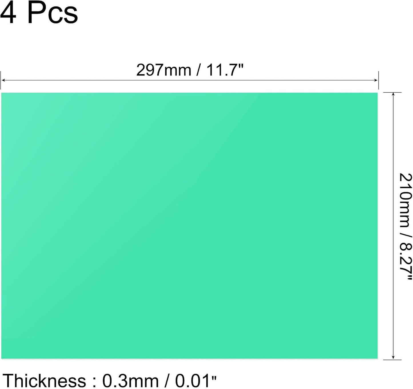 uxcell 4Pcs A4 Gel Light Lighting Filter Overlay Transparent Color Correction Plastic Vinyl PVC Sheets Photography Television Green,0.3mm