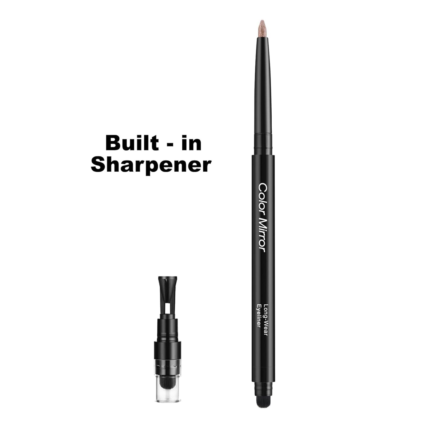 Smudge Proof Eyeliner, Waterproof Retractable Eye liner with Brush, Matte and Shimmer Eyeliner Pencil, Creamy Texture, Long lasting & Smooth(45 Champagne Shimmer)