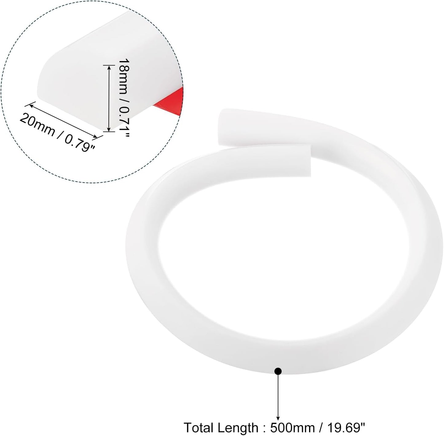 uxcell Flexible Molding Trim, 20 Inch Flexible Quarter Round Molding Silicone Peel and Stick Trim Self Adhesive Shower Water Barrier for Corner Decor Bathroom Kitchen, White