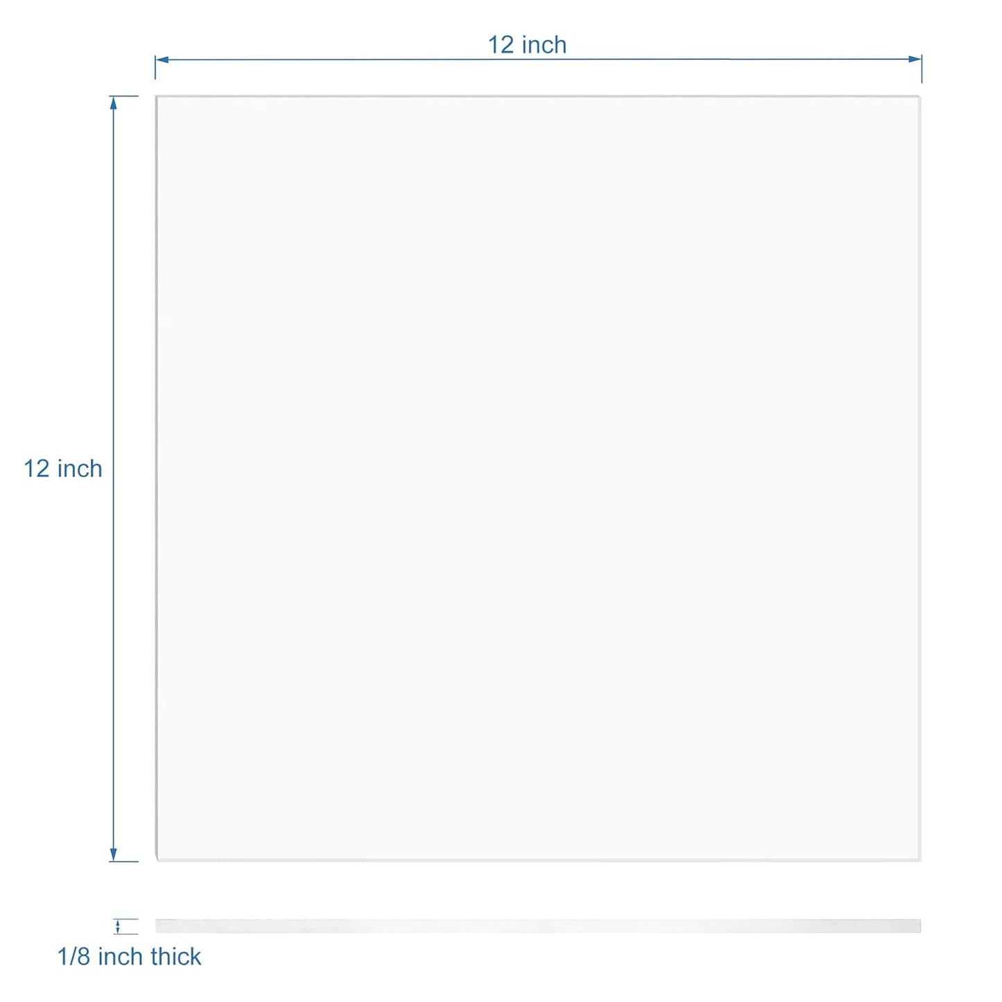 Clear Cast Acrylic Sheet 12" x 12" x 1/8" Thick (3mm), Pack of 2 Plexiglass Square Panel Transparent Plastic Board for Sign, Craft, Display Projects, Laser Cutting, Engrave