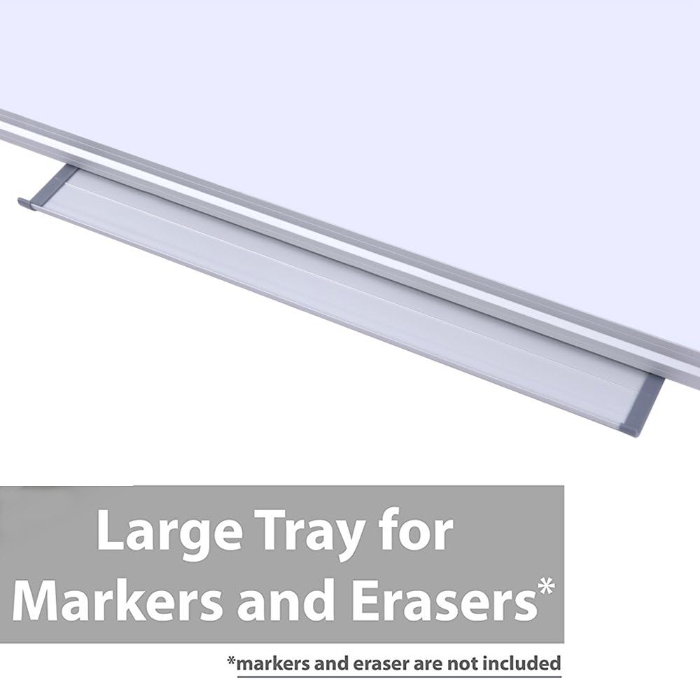 48" x 36" Magnetic Whiteboard for Wall Mount | Large Dry Erase Board with Aluminum Frame & Pen Tray | Office, Classroom, Home Use | Durable White Board for Presentations, Messages, Planning