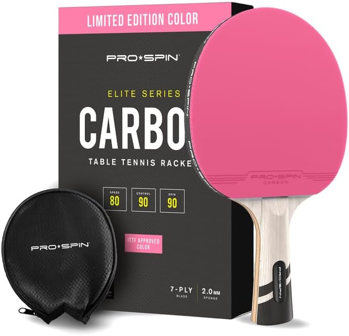 PRO SPIN Ping Pong Paddles - Professional Level Table Tennis Rackets with Carbon Fiber for Superior Control | 7-Ply Blade, Premium Rubber, 2.0mm Sponge | Includes Protector Case
