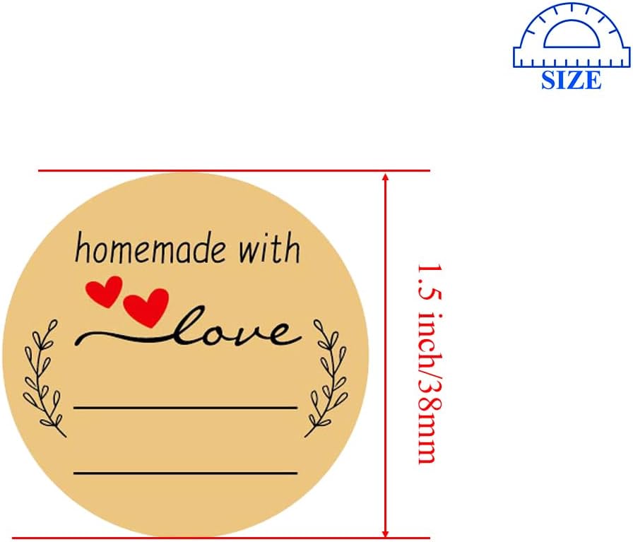 HAHIYO 1.5Inch 500P Round Natural Brown Kraft Stickers - Blank Kraft Labels Stickers Roll with Line to Write On, Homemade with Love Dot Stickers for Jar Canning Labels Price Tags Store Organizing