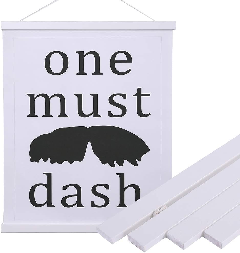 Artmag Magnetic Poster Hanger Frame, Light Wood Wooden Magnet Canvas Artwork Print Poster Hangers for 15x36 15x30 15x21 Frames Hanging Kit (White, 15")