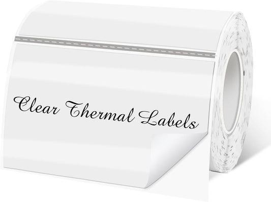 2" x 3" Transparent Thermal Label Stickers,Waterproof Thermal Printer Sticker Labels for Gift Wrapping, Self-Adhesive Name Price Tag DIY Custom Logo Design (280 pcs,Clear)