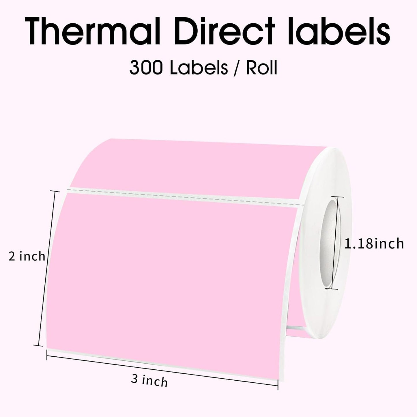 STARLIBOO 3x2 inch Color Direct Thermal Label Stickers for Shipping, Barcode, Address, Compatible with Rollo Label Printer & Zebra Desktop Printers (Pink)