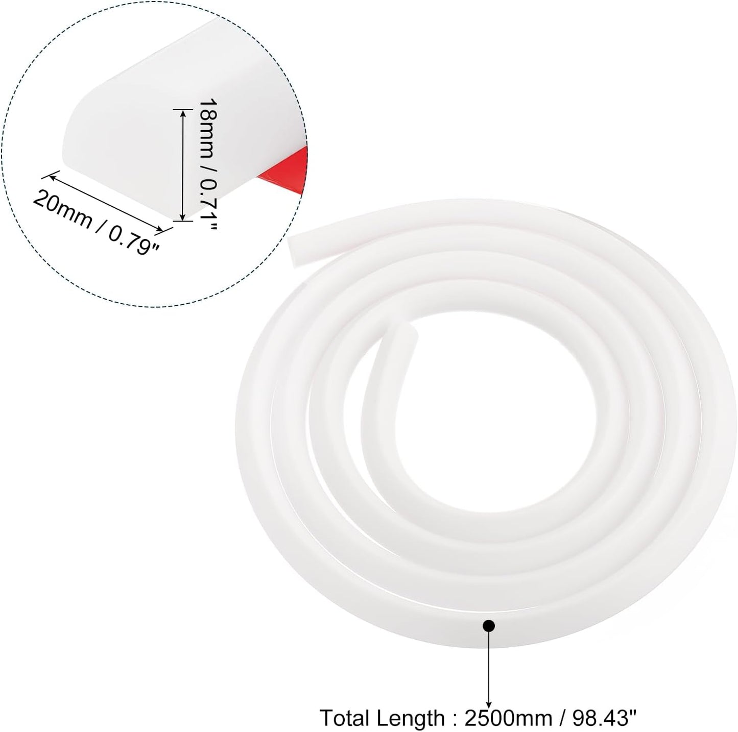 uxcell Flexible Molding Trim, 98 Inch Flexible Quarter Round Molding Silicone Peel and Stick Trim Self Adhesive Shower Water Barrier for Corner Decor Bathroom Kitchen, White