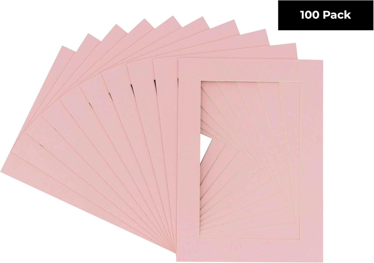 5x7 Mat for 8.5x11 Frame - Precut Mat Board Acid-Free Show Kit with Backing Board, and Clear Bags Soft Pink 5x7 Photo Matte Made to Fit a 8.5x11 Picture Frame Matboard for Framing, Pack of 100 Mats