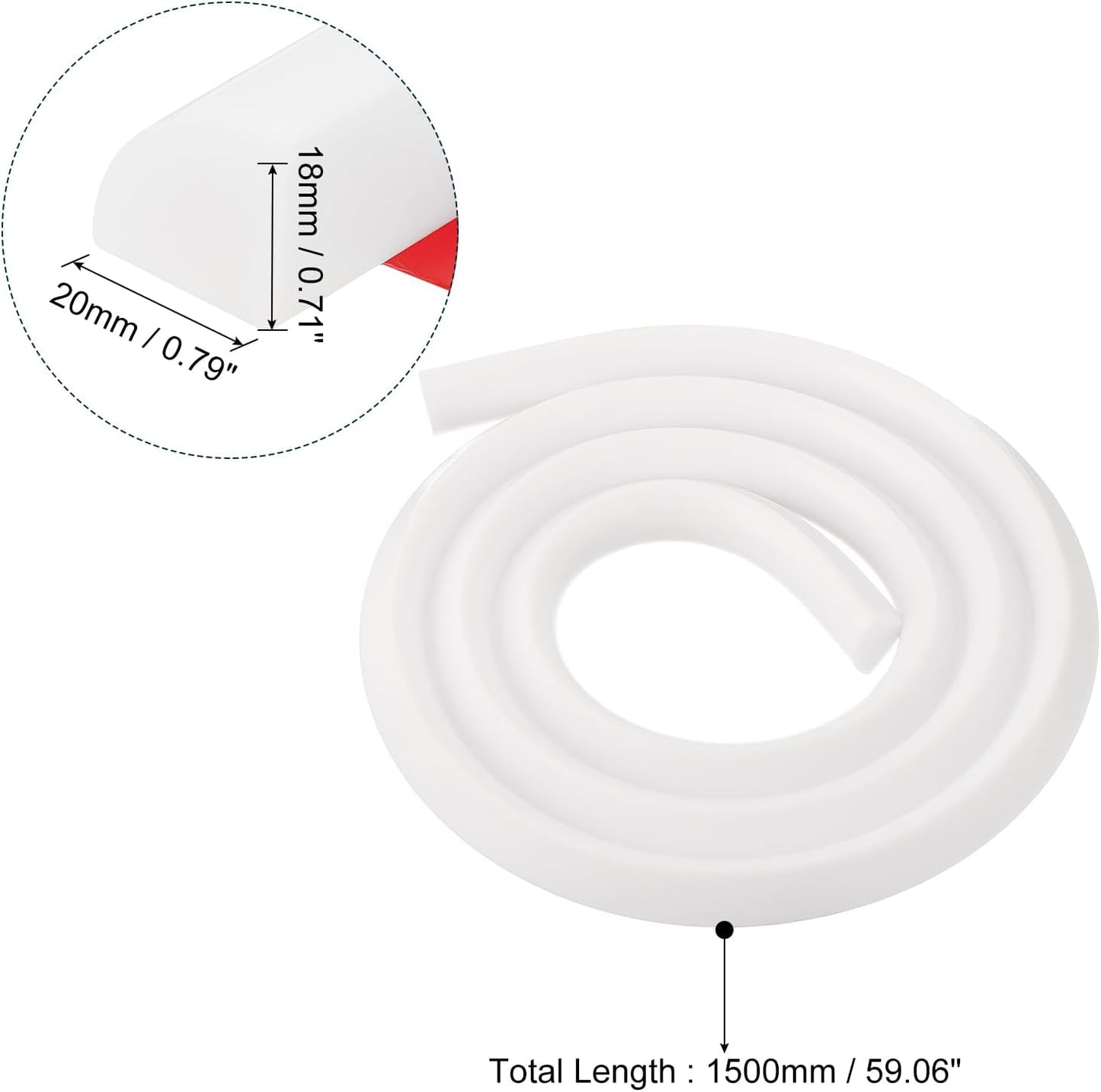 uxcell Flexible Molding Trim, 59 Inch Flexible Quarter Round Molding Silicone Peel and Stick Trim Self Adhesive Shower Water Barrier for Corner Decor Bathroom Kitchen, White