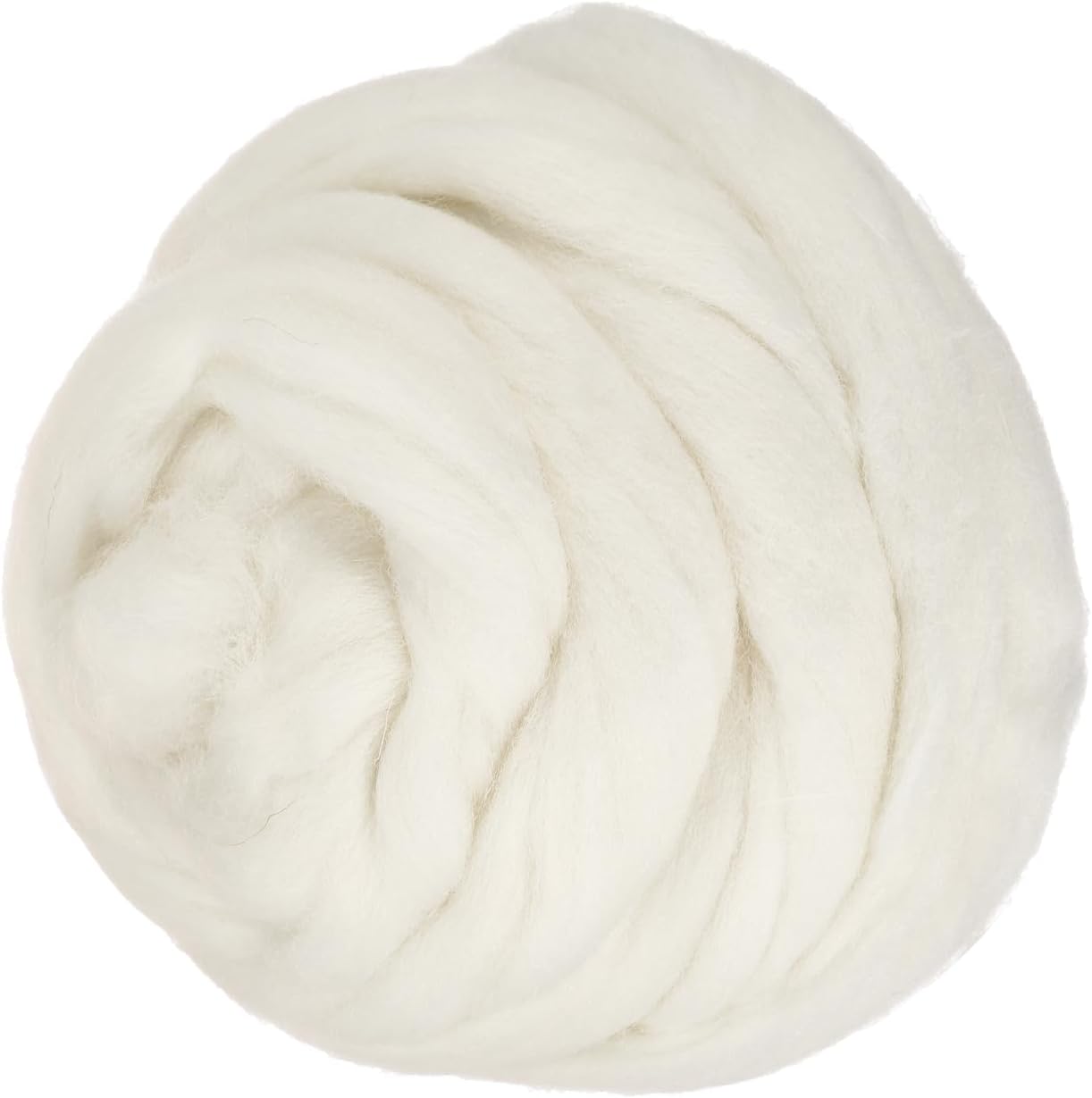 PATIKIL Wool Roving Yarn, 80G/2.82OZ Soft Felting Wool Pure Chunky Roving Yarn Bulk for Needle Felting Knitting Blanket Spinning Weaving DIY Craft, Cream White