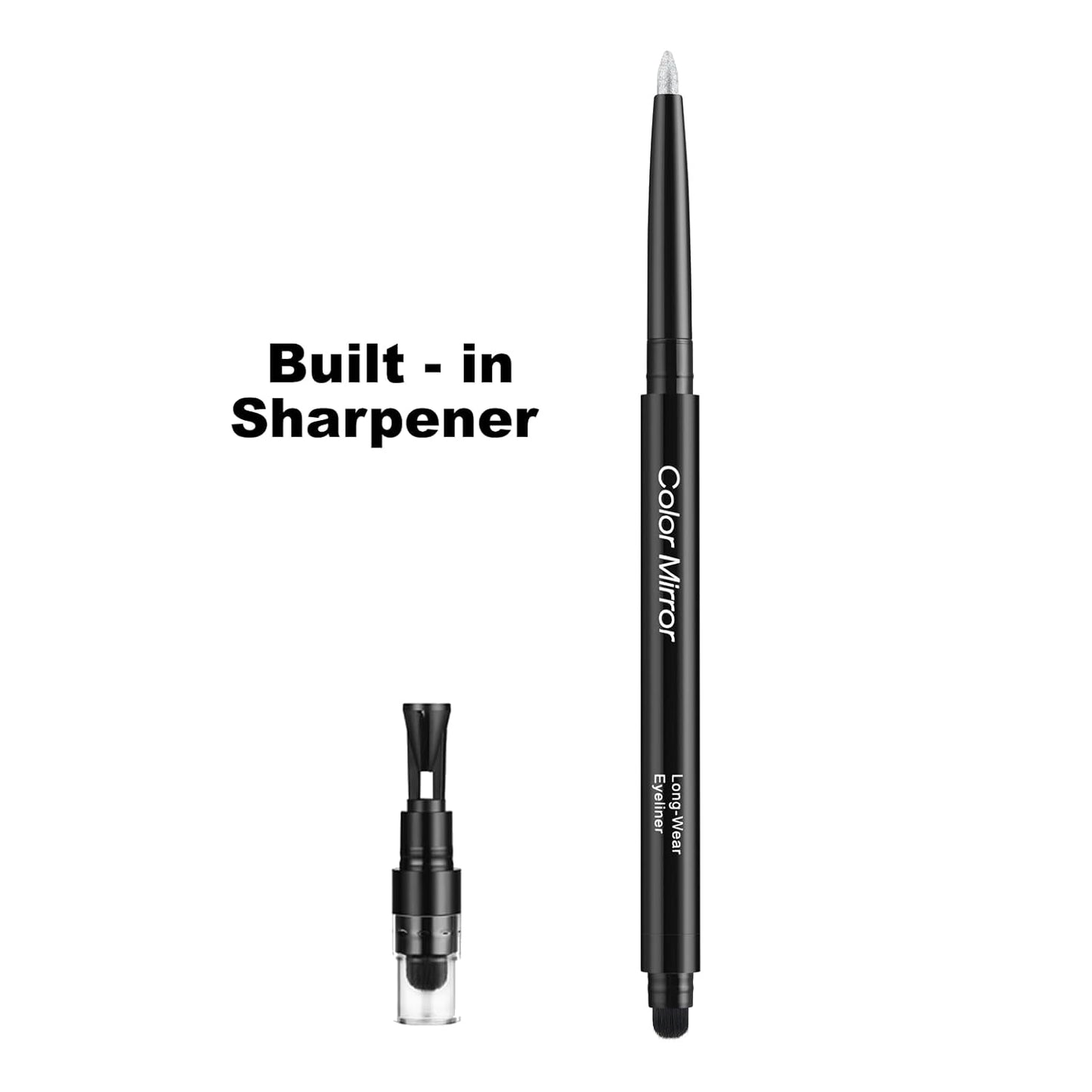 Smudge Proof Eyeliner, Waterproof Retractable Eye liner with Brush, Matte and Shimmer Eyeliner Pencil, Creamy Texture, Long lasting & Smooth(46 Platinum Shimmer)