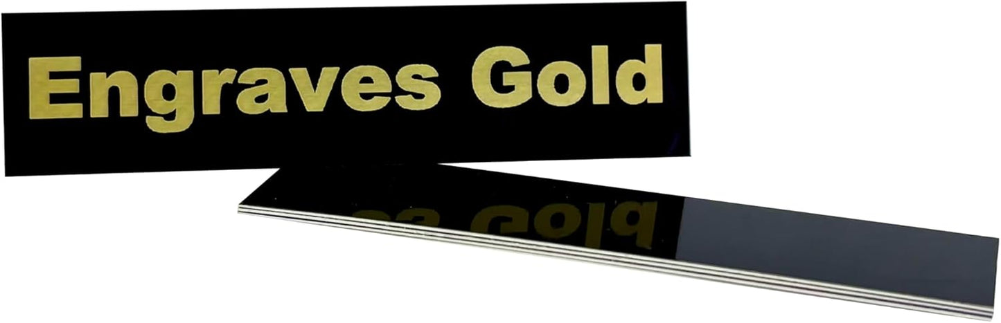 Blank Metal Plates for Laser Engraving - 4 Pack | Aluminum Sheets 0.020" Thick | CO2, Diode, Fiber Laser Compatible | Multiple Sizes & Colors (Black (engraves gold), 1x6.25 inch)