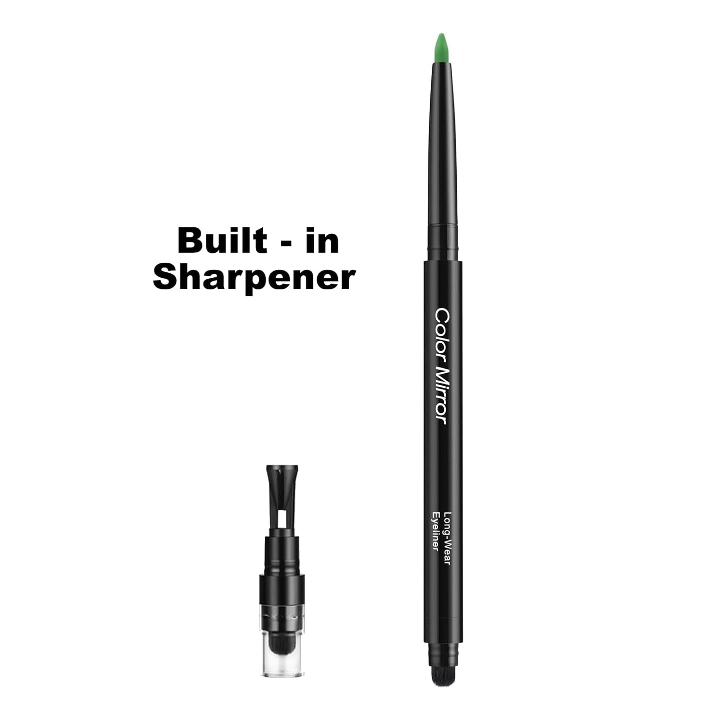 Smudge Proof Eyeliner, Waterproof Retractable Eye liner with Brush, Matte and Shimmer Eyeliner Pencil, Creamy Texture, Long lasting & Smooth,07 Celery Matte