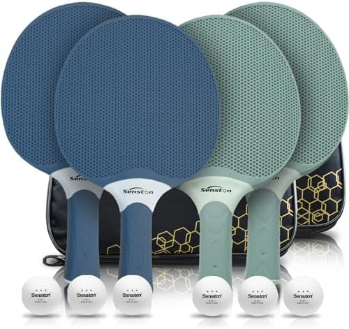 Senston Table Tennis Rackets Set,Professional Ping Pong Paddle Set for 4 Players, Composite Rubber Table Tennis Paddles, Indoor or Outdoor Games.
