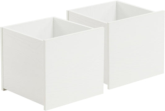 Wood Storage Organizer Drawer, 2 PCS 11x 11x 10Inch Wooden Bins Box for Home Books Clothes Toy Modular Open Cubby Storage System - Office Bookcase Closet Shelves,Embossed White