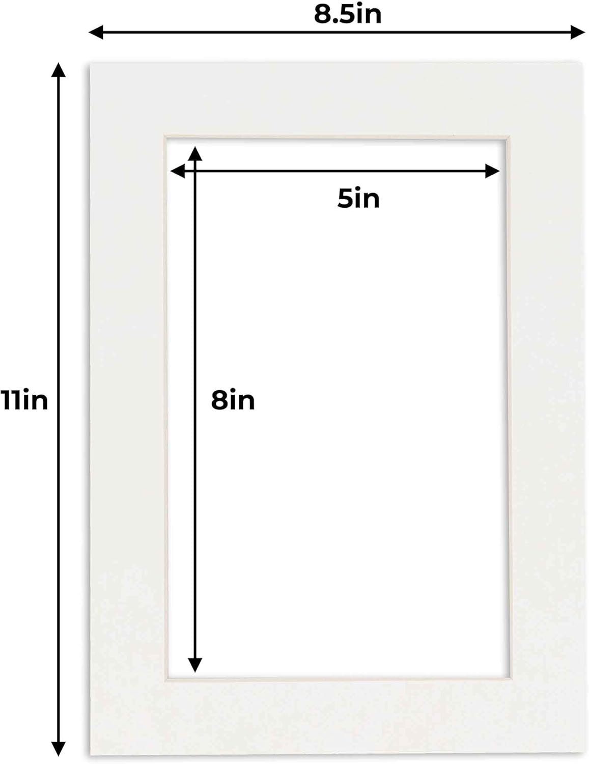5.5x8.5 Mat for 8.5x11 Frame - Precut Mat Board Acid-Free Show Kit with Backing Board, and Clear Bags Textured White 5.5x8.5 Matte For a 8.5x11 Picture Frame Matboard for Framing, Pack of 10 Mats