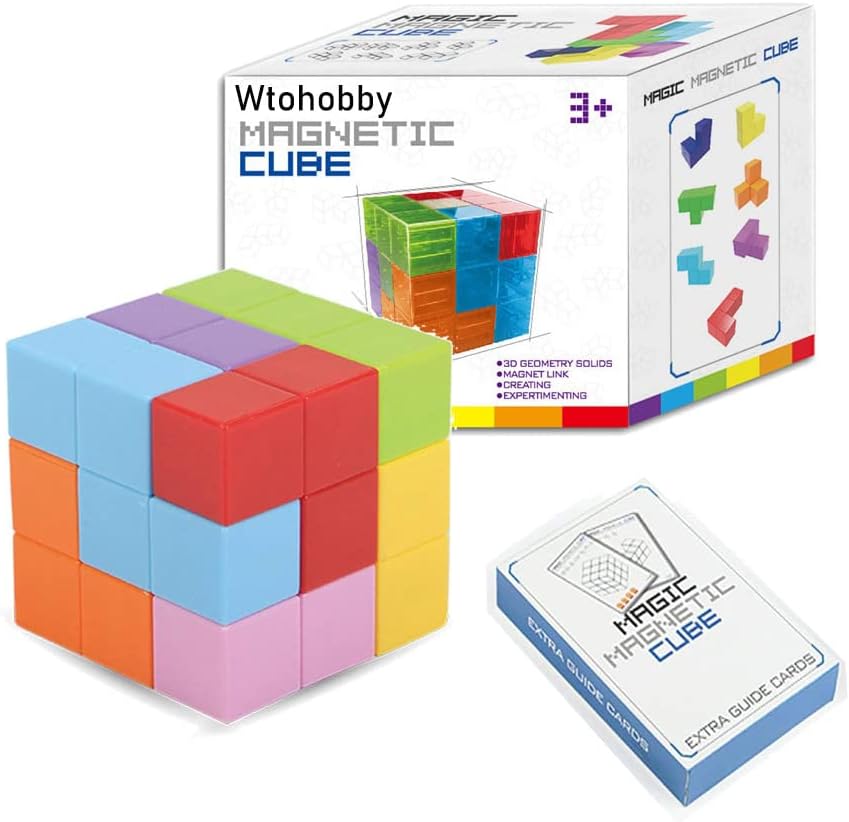 Magnetic Soma Cube Block- Children's Educational Toys Magnetic Tiles for Kids Stress Relief Toy Puzzle Cubes to Develops Intelligence, Ideal for Birthday Gifts (Opaque)