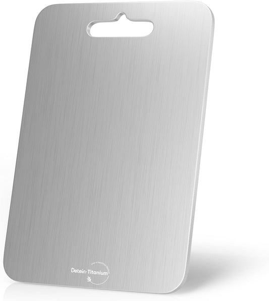 Titanium Cutting Board, 100% Pure Titanium, 2mm Thick, 18" x 12", Silver, Rectangular, Stain Resistant, Non-Slip, Meat, Vegetable, Fruit, Charcuterie, Bread, Cheese