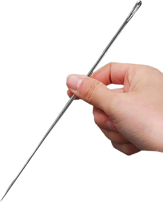 8" Professional Upholstery Needle 20cm Length 3mm Thickness, Big Eye Hand Sewing Needles for Stitching and Crafting Projects