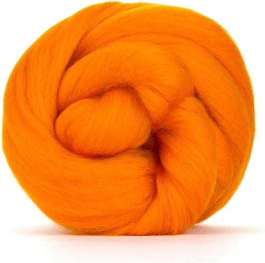 Revolution Fibers Merino Wool Combed Top | 1 lb Premium Wool Roving | 22 Micron, Best Merino Wool for Spinning, Tapestry, Needle Felting, Big Yarn Roving and Wall Hangings (Clementine)